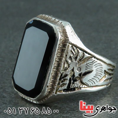 انگشتر عقیق سیاه (اونیکس) خاص و زیبا _کد:22150
