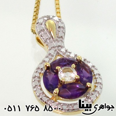 گردنبند آمتیست دایره نگین مارکیز زنانه