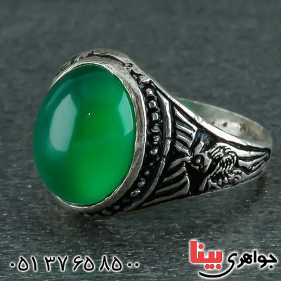 انگشتر عقیق سبز مردانه بسیار زیبا _کد:22185