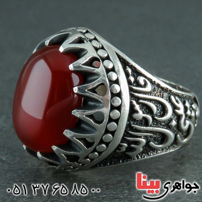 انگشتر عقیق قرمز خوشرنگ مردانه _کد:22212