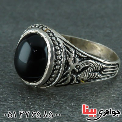 انگشتر عقیق سیاه (اونیکس) خاص مردانه بسیار زیبا _کد:22243