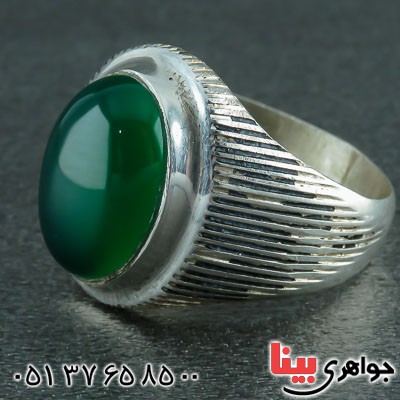 انگشتر عقیق سبز خوشرنگ مردانه همراه با حرز امام جواد (ع) _کد:22244