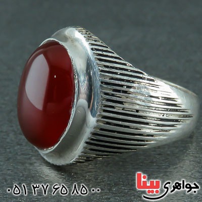 انگشتر عقیق قرمز مردانه همراه با حرز امام جواد _کد:22246