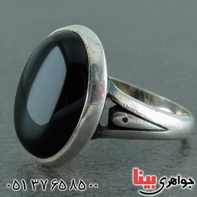 انگشتر عقیق سیاه (اونیکس) مردانه زیبا و شیک _کد:22294