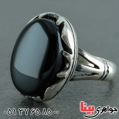 انگشتر عقیق سیاه (اونیکس) مردانه زیبا _کد:22296