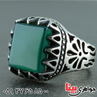 انگشتر عقیق سبز بسیار زیبا مردانه _کد:22300