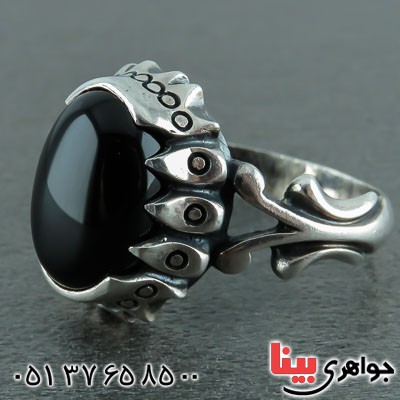 انگشتر عقیق سیاه (اونیکس) بسیار خاص و شیک مردانه _کد:22344