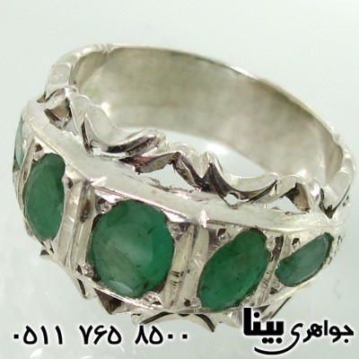 انگشتر زمرد پنج نگین طرح حلقه مردانه
