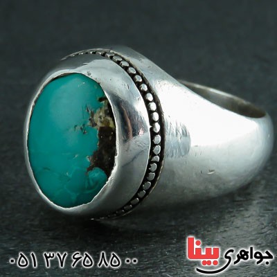 انگشتر فیروزه نیشابوری زیبا مردانه _کد:22371