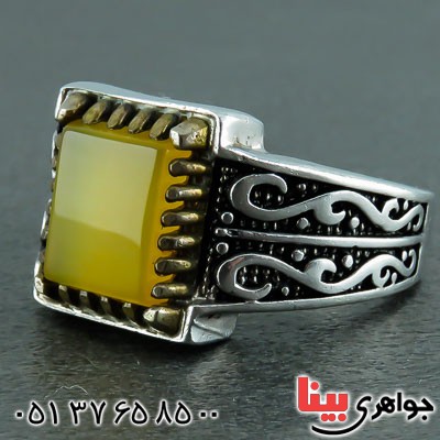 انگشتر عقیق زرد شرف الشمس مردانه _کد:22387