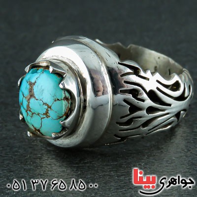 انگشتر فیروزه نیشابوری مردانه زیبا _کد:22398
