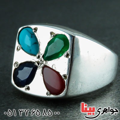 انگشتر چند جواهر با نگین های درجه یک بسیار زیبا _کد:22450