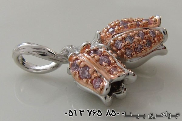 گردنبند آمتیست طرح گل لاله