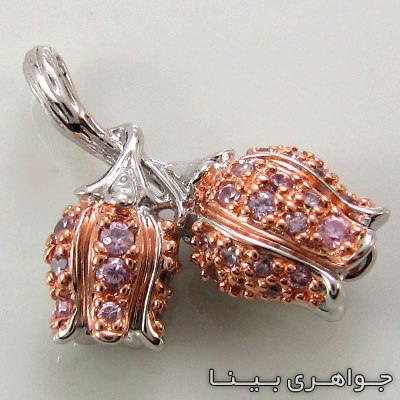 گردنبند آمتیست طرح گل لاله