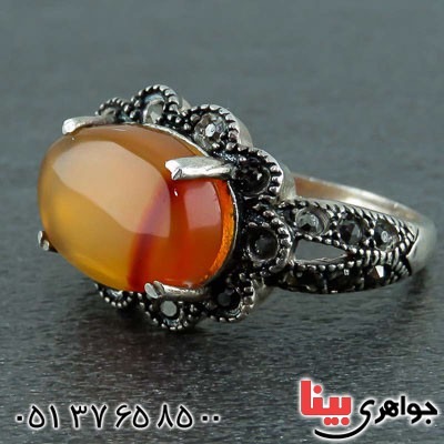 انگشتر عقیق یمنی مارکازیتی زنانه زیبا _کد:22490