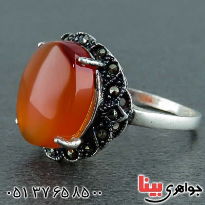 انگشتر عقیق یمنی مارکازیتی زنانه زیبا و شیک _کد:22495