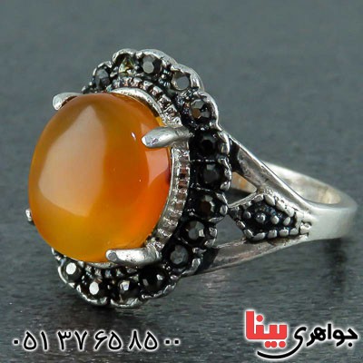 انگشتر عقیق یمنی مارکازیتی زنانه زیبا _کد:22501