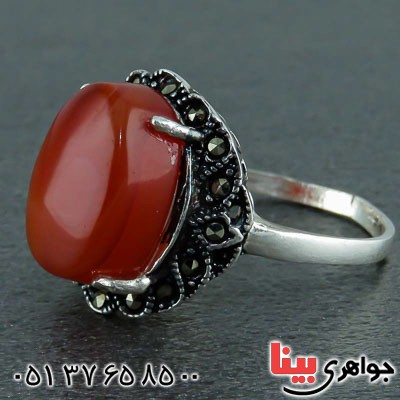 انگشتر عقیق یمنی مارکازیتی زنانه زیبا _کد:22508