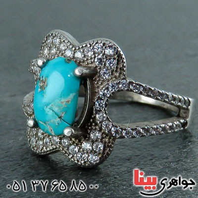 انگشتر فیروزه نیشابوری زنانه بسیار زیبا _کد:22548