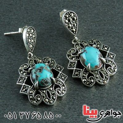 گوشواره فیروزه  نیشابوری مارکازیتی زنانه _کد:22567