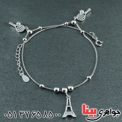 خلخال نقره رودیوم طرح برج ایفل _کد:22574