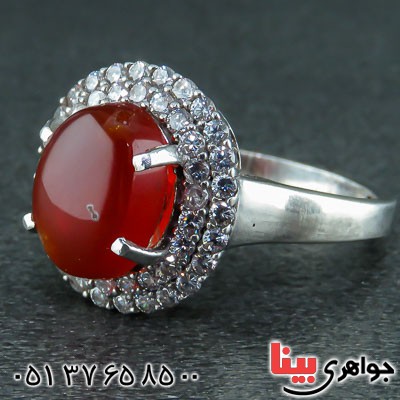 انگشتر عقیق یمنی سرخ رودیوم پرنس _کد:22576