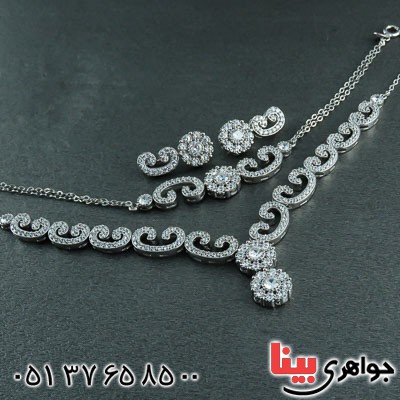سرویس نقره رودیوم سولیتر تک نگین (پرنس) _کد:22582