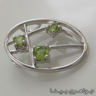 گردنبند زبرجد دایره ای سه نگین