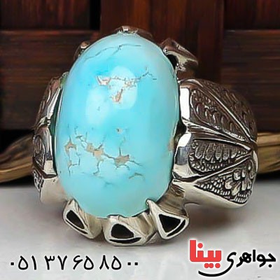انگشتر فیروزه نیشابوری مردانه درشت و فاخر _کد:22608