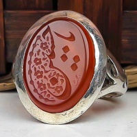 انگشتر عقیق قرمز مردانه خطی با حکاکی یا حسین