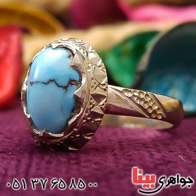 انگشتر فیروزه نیشابوری خوشرنگ خاص زنانه _کد:22620