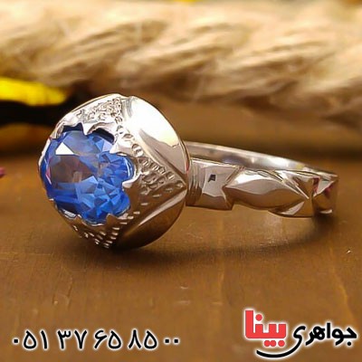 انگشتر توپاز آبی دست ساز خوشرنگ و فاخر زنانه _کد:22629