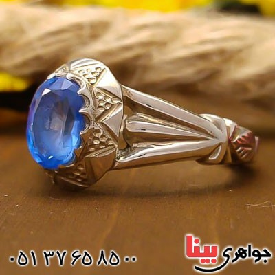 انگشتر توپاز آبی دست ساز زیبا زنانه _کد:22631