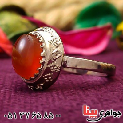 انگشتر عقیق یمنی سرخ زیبا و دست ساز زنانه