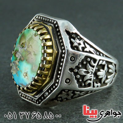 انگشتر فیروزه نیشابوری مردانه درشت بسیار زیبا _کد:22661