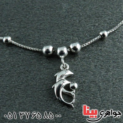 خلخال نقره طرح دلفین رودیوم زنانه _کد:22665