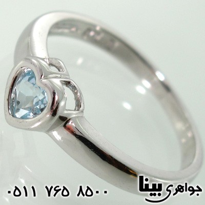 انگشتر آکوآمارین قلبی زنانه
