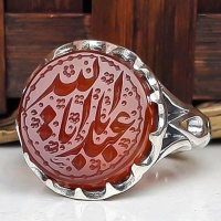 انگشتر عقیق قرمز خطی با حکاکی یااباعبدالله