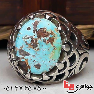 انگشتر فیروزه نیشابوری درشت و بسیار عالی مردانه _کد:22695
