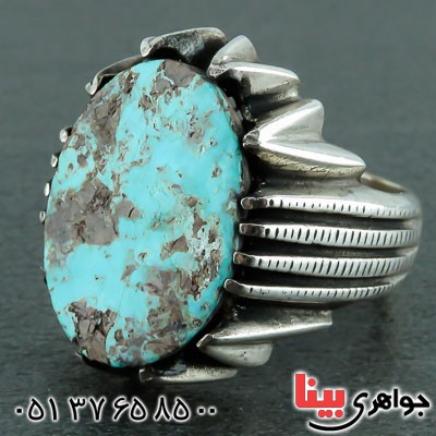 انگشتر فیروزه نیشابوری شجری مردانه بسیارعالی_کد:22706