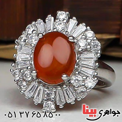 انگشتر عقیق یمنی زیبا رودیوم زنانه _کد:22714