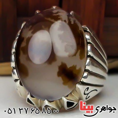انگشتر عقیق شجری درشت و دست ساز فاخر مردانه _کد:22715