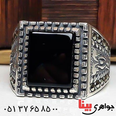 انگشتر عقیق سیاه (اونیکس) مارکازیتی اسپرت مردانه _کد:22717