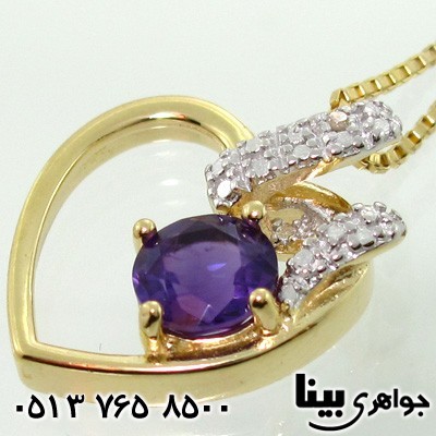 گردنبند آمتیست و الماس قلبی