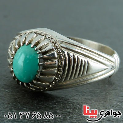 انگشتر فیروزه نیشابوری مردانه زیبا و خوشرنگ _کد:22729