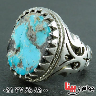 انگشتر فیروزه نیشابوری مردانه زیبا و خاص_کد:22731