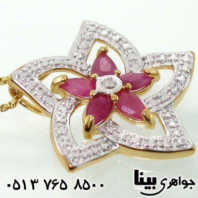 گردنبند یاقوت سرخ و الماس طرح ستاره سایز درشت