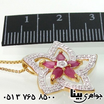 گردنبند یاقوت سرخ و الماس طرح ستاره سایز درشت
