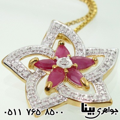 گردنبند یاقوت سرخ و الماس طرح ستاره سایز درشت