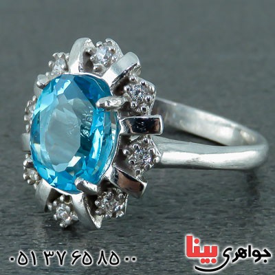 انگشتر توپاز آبی سوئیسی زیبا و خاص _کد:22768